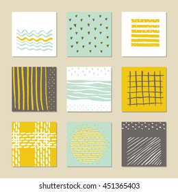 Collection of grunge stickers for invitations. Hand-drawn textures made with ink. Design of flyers, cards, banners and posters.