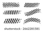 Collection of grunge style checkered racing flag illustrations