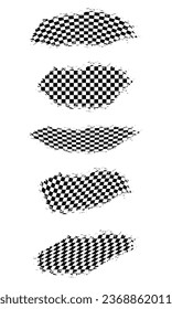 Collection of grunge style racing checkered flag