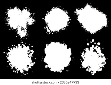 Collection of grunge style splatter designs - white on black 
