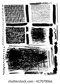 Collection of grunge textures on white background.