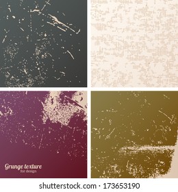 Collection of grunge textures. Vector illustration. Scratch messy background. Old wall.Vintage pattern.