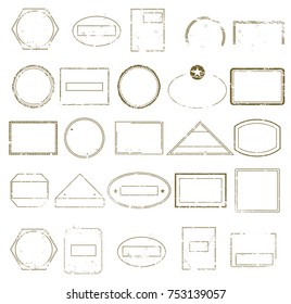 Collection of Grungy Empty Stamps Set for Design Purpose