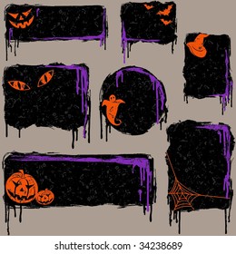 Collection of grungy halloween design elements (vector); a JPG version is also available