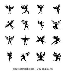 Collection of Guardian Angels Solid Icons 

