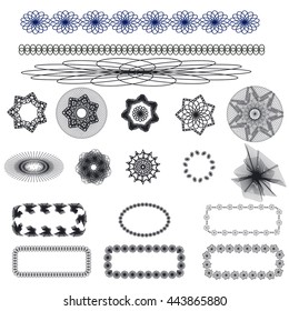 Collection guilloche  pattern  on a isolated background.