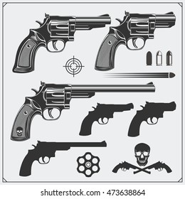Colección de armas. Revólveres, Balas y objetivo.