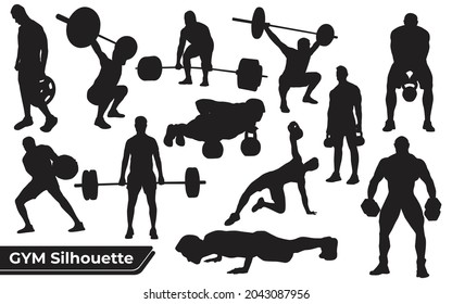 Collection of Gym or Exercise silhouettes in different poses