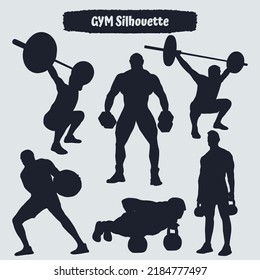 Collection of Gym or Exercise silhouettes in different poses