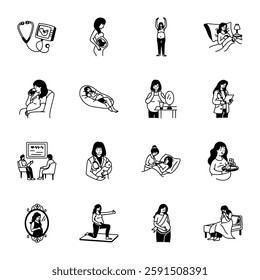 Collection of Gynaecology Doodle Icons
