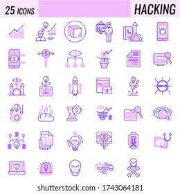 Collection of Hacking Icon in Pink and Blue color.