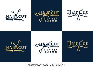 collection of hair cut logo design vector with creative concept for women beauty salon