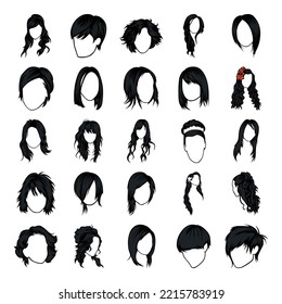 collection of hairstyle icon vector