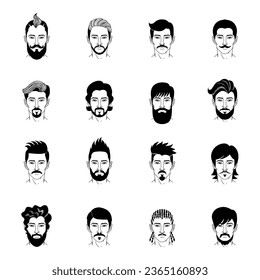 collection of hairstyle icon vector
