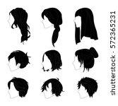 Collection Hairstyle Side View for Man and Woman Hair Drawing Set. Vector illustration isolated on White Background