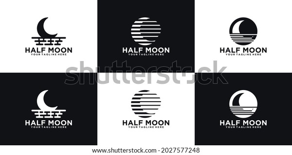 collection of half\
moon logo design\
inspiration