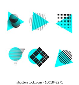 Colección de formas geométricas de medio tono, una tendencia universal. Elementos de diseño para revistas, folletos, carteles, ventas, folletos.EPS vectores 10