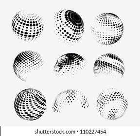 Collection Of Halftone Sphere Vector