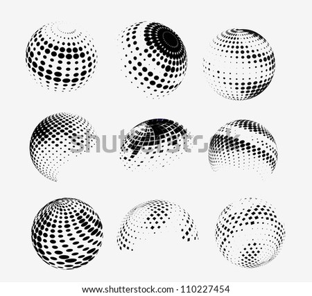 Collection of halftone sphere vector