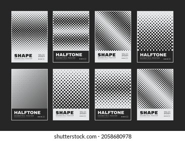 Collection of Halftone Textures. Cool Monochrome Swiss Design Posters Collection. Futuristic Backgrounds.