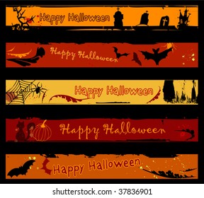 Collection of Halloween banners. Easy to edit vector image.