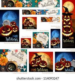Collection of Halloween banners with place for text. Vector illustration.