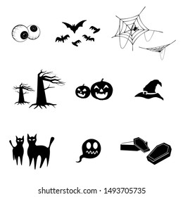 Collection of Halloween character, icon, sticker for Halloween decoration vector