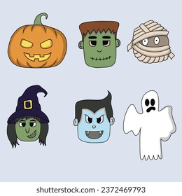 Collection Of Halloween Character Illustration