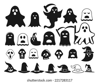 Collection Of Halloween Days Vector set of Halloween Clip Art, Sprite Black Color Clip Art, Design Of The Witch, Creepy And Spooky Modern Creative Premium Vector.