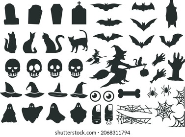 Collection of Halloween elements silhouette design