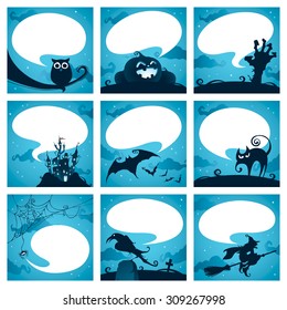 Collection of halloween elements with speech bubbles