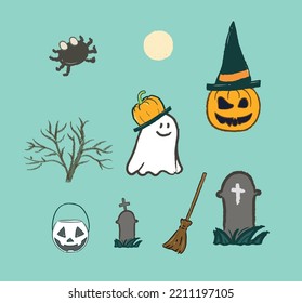 Collection of Halloween festival in vector flat illustration