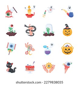 Collection of Halloween Flat Stickers 

