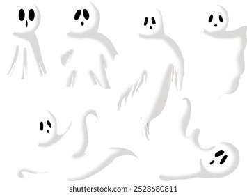 Collection of Halloween Ghost Cute Vector Set