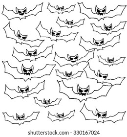 collection of Halloween hand drawn set on white backgrounds, vector illustration