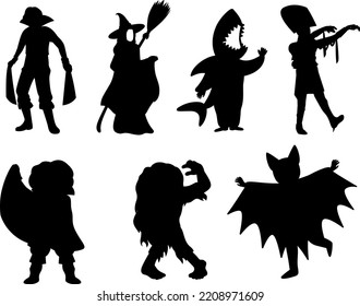 Colección de Siluetas vectoriales aisladas de Halloween