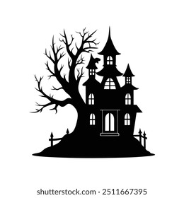 Collection of Halloween House Vector Silhouette Icons - perfect for next Halloween