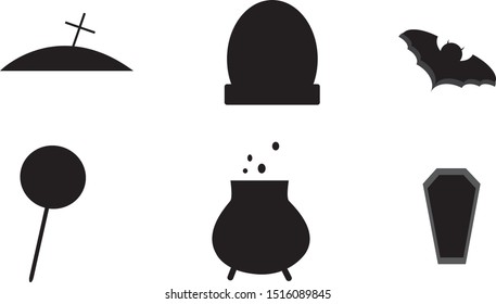 Collection of halloween icon and Halloween cartoon vector set. pumpkin, black cat, spider, ghost,bat. Halloween icon, sticker.