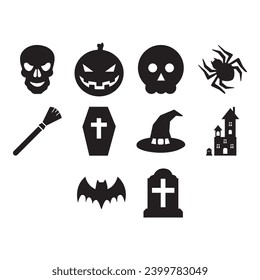 collection of halloween icon vector