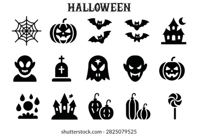 Collection halloween icons: spider