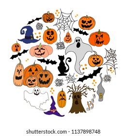 Collection of halloween icons. Vector EPS 10.