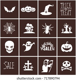 Collection of Halloween icons. Vector illustration