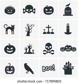 Collection of Halloween icons. Vector illustration
