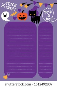 Collection of Halloween. Illustration elements for notebook, note paper, diary, stickers, card etc.