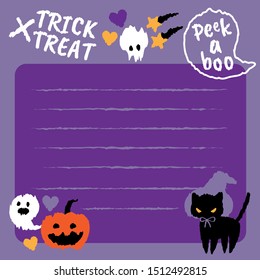 Collection of Halloween. Illustration elements for notebook, note paper, diary, stickers, card etc.