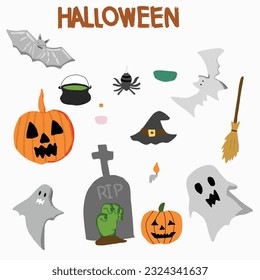 a collection of halloween items