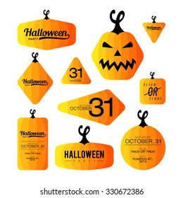 Collection of halloween journaling cards, notes, stickers, labels, tags with cute ornament illustrations. Template for scrapbooking, wrapping, notebooks, notebook, diary, decals, school accessories