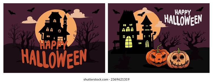 Collection of halloween party card set template