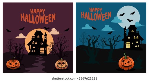 Collection of halloween party card set template