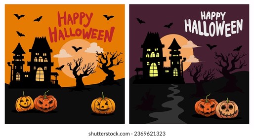Collection of halloween party card set template